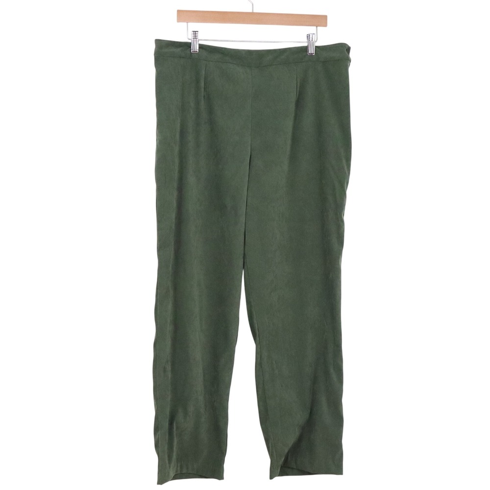Jaclyn Smith Pants Womens 18 Classic Green Faux Suede Feel Side Zip Excellent